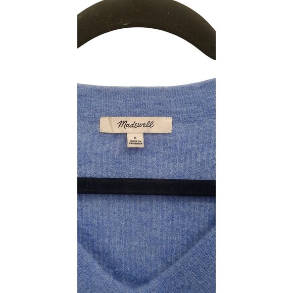 Madewell Ginny V-Neck Sweater Pullover Alpaca Blend Blue Heather Oasis NWT - Picture 5 of 10
